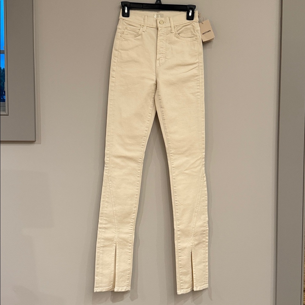 NWT MOTHER The Rascal Sliced Up Heel Play Date Aqwantique White 25 Jeans - Picture 5 of 16